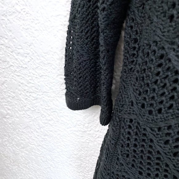 Boho Crochet Dress | Black Cotton Long Top or Short Dress - Picture 4 of 8